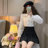Kobine WHITE / F Women's Lolita Kawaii Peter Pan Cherry Long Sleeved Shirt