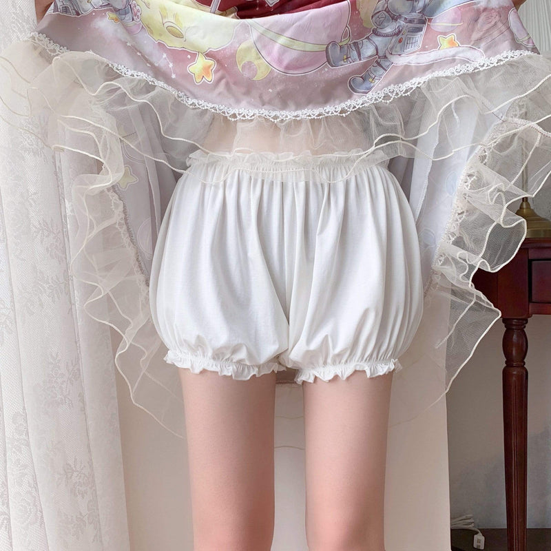 Kobine White / F Women's Lolita Pumpkin-shaped White Shorts