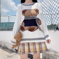 Maglione lavorato a maglia a trecce con orsetto carino Kobine da donna