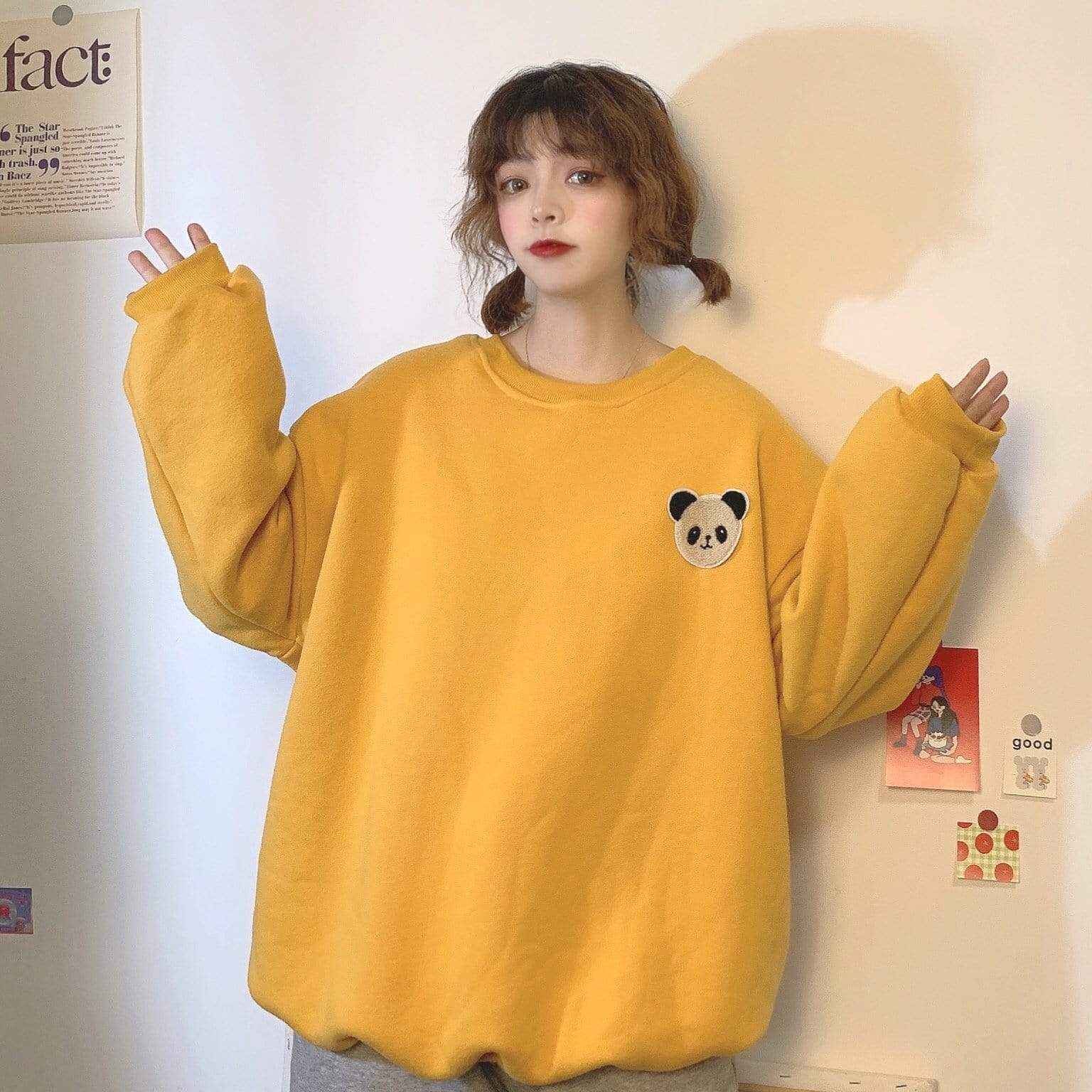 Kobine Women's Cute Bear Loose Sweatshirt