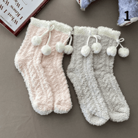 Kobine - Calcetines de invierno con lazo lindo para mujer
