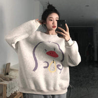 Kobine Women's Cute Duck Printed Loose Sweatshirt