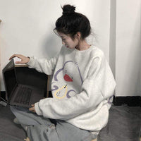 Kobine Women's Cute Duck Printed Loose Sweatshirt