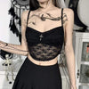 Women's Goth Cross Black Lace Crop Tops