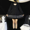 Kobine Women's Goth Loving Heart Cutout Long Sleeved Black Little Dresses