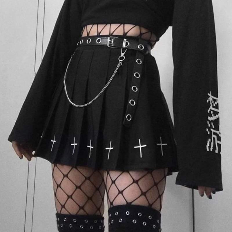Kobine Faldas plisadas de cruces góticas para mujer