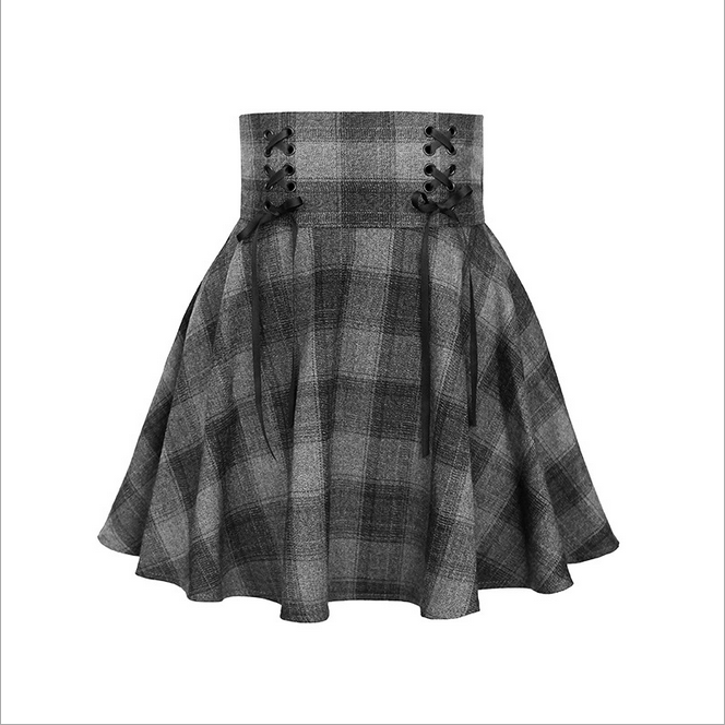 Kobine Women's Gothic Strappy Contrast Color Plaid Skirts