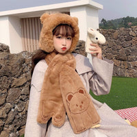Kobine - Bufanda bordada de oso Kawaii para mujer
