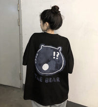 Kobine T-shirt en coton imprimé ours Kawaii pour femme
