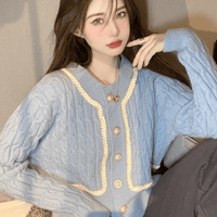 Cardigan Kobine Kawaii Cable Knitted Splice pour femme