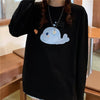 Kobine Women's Kawaii Cetacean Printed Loose T-shirt