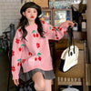Kobine Women's Kawaii Cherry Knitted Sweater