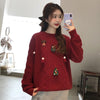 Kobine Women's Kawaii Christmas Trees Knitted Sweater