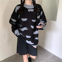 Kobine, maglione allentato lavorato a maglia nuvola Kawaii da donna