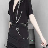 Gilet de costume à double boutonnage Kawaii Kobine pour femme avec chaîne