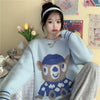 Kobine Women's Kawaii Double Color Bear Knitted Sweater