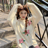 Kobine Women's Kawaii Floral Knitted Sweater