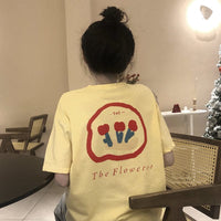Kobine - Camiseta informal con estampado de flores Kawaii para mujer