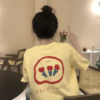 Женская повседневная футболка Kawaii с цветочным принтом Kobine