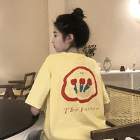 Kobine T-shirt décontracté imprimé fleur Kawaii pour femme