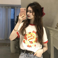 Kobine - Camiseta de manga corta con estampado de pastel de frutas Kawaii para mujer
