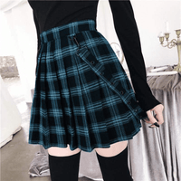 Kobine Women's Kawaii High-waisted Plaid Skirts with Straps
