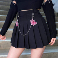 Kobine Kawaii JK Sailor Faldas plisadas de cintura alta con cadena para mujer