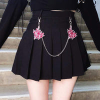 Kobine Jupes plissées taille haute avec chaîne Kawaii JK Sailor pour femme