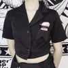 Kobine Women's Kawaii JK Single-breasted Short Black Vests