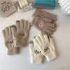 Kobine Women's Kawaii Lovely Face Embroidered Winter Gloves