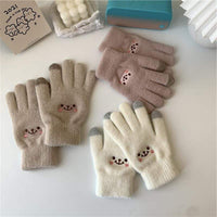 Женские зимние перчатки с вышивкой Kawaii Lovely Face Kobine