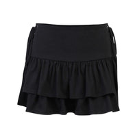 Kobine Women's Kawaii Side Lacing Double-layer Mini Skirts