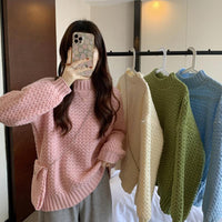 Kobine Kawaii-Pullover für Damen, einfarbig, lässig