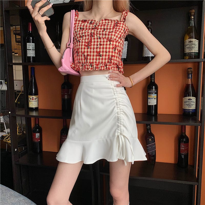 Kobine Women's Korean Fashion Ruffled Fishtail Skirt