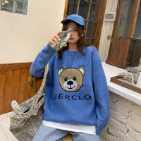 Maglione lavorato a maglia con orso stile coreano da donna Kobine