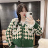 Kobine Women's Korean Style Diamond Knitted Cardigan