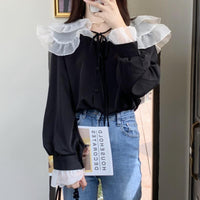 Kobine Camisa de tiras con cuello de muñeca estilo coreano para mujer