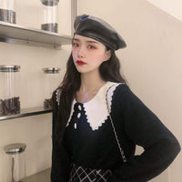 Pull à col de poupée de style coréen pour femmes Kobine