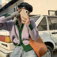 Cárdigan corto de doble color estilo coreano para mujer Kobine