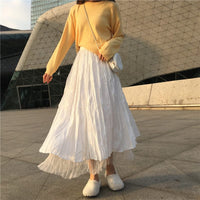 Kobine Falda de malla drapeada estilo coreano para mujer
