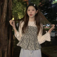 Kobine Women's Korean Style Falbala Lace Splice Shirt