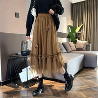 Jupe longue superposée Falbala Splice de style coréen pour femmes Kobine