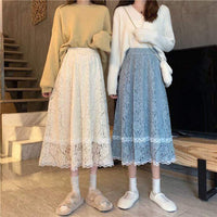 Jupe longue en dentelle superposée de style coréen pour femmes Kobine