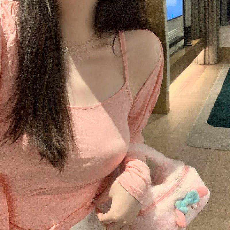 Kobine - Camiseta sin mangas de color sólido estilo coreano para mujer