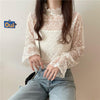 Kobine Women's Korean Style Stand Collar Lace Shirt