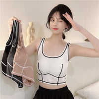 Kobine - Camiseta sin mangas con costuras estilo coreano para mujer