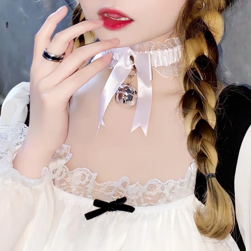 Kobine Women's Lolita Cute Bowknot Bell Lace Choker