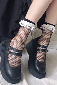 Kobine Women's Lolita Cute Mesh Layered Socks