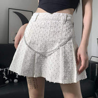 Kobine Damen-Plisseeröcke „Lolita Dot“ mit hoher Taille und Metallkette