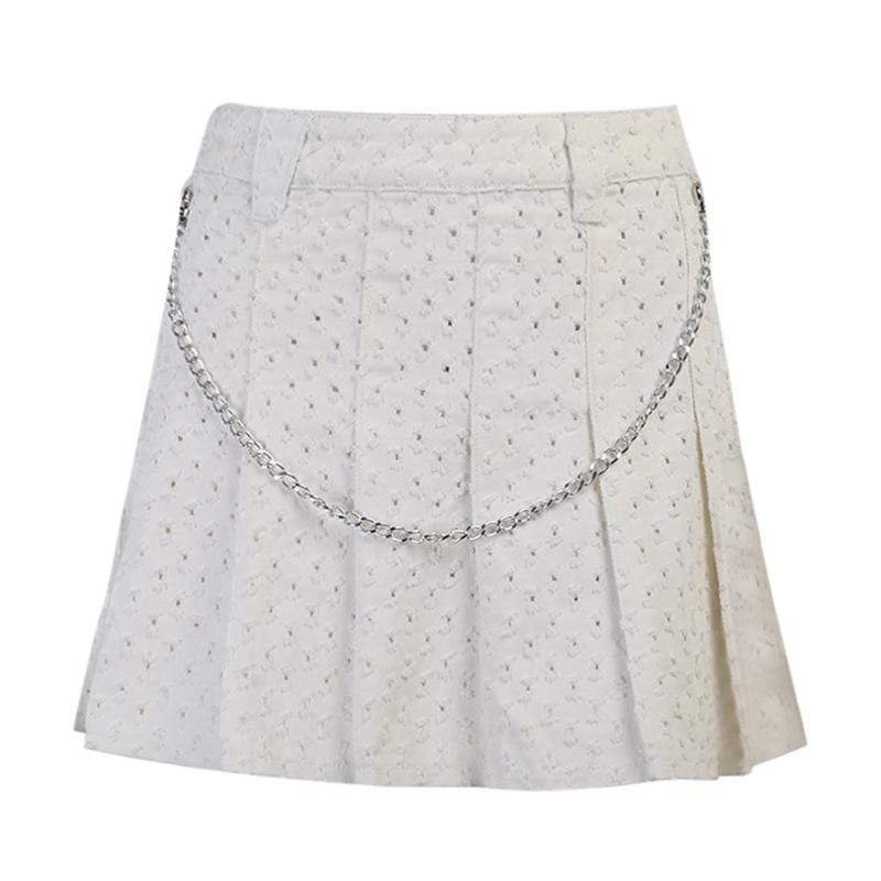 Kobine Damen-Plisseeröcke „Lolita Dot“ mit hoher Taille und Metallkette